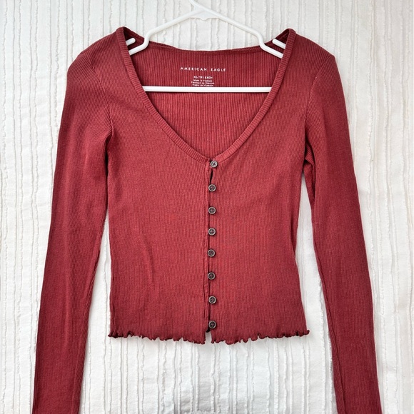 American Eagle Outfitters Tops - American Eagle Brown Long Sleeve Sz. XS